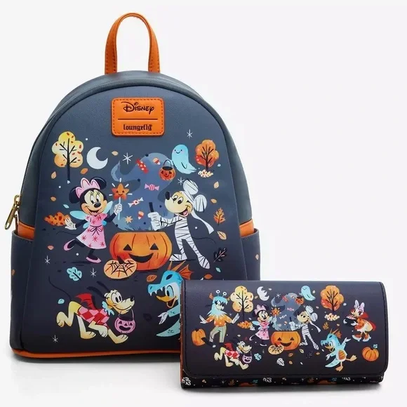 NWT Loungefly Disney Halloween Costumes Mini Backpack and wallet set - Picture 2 of 14